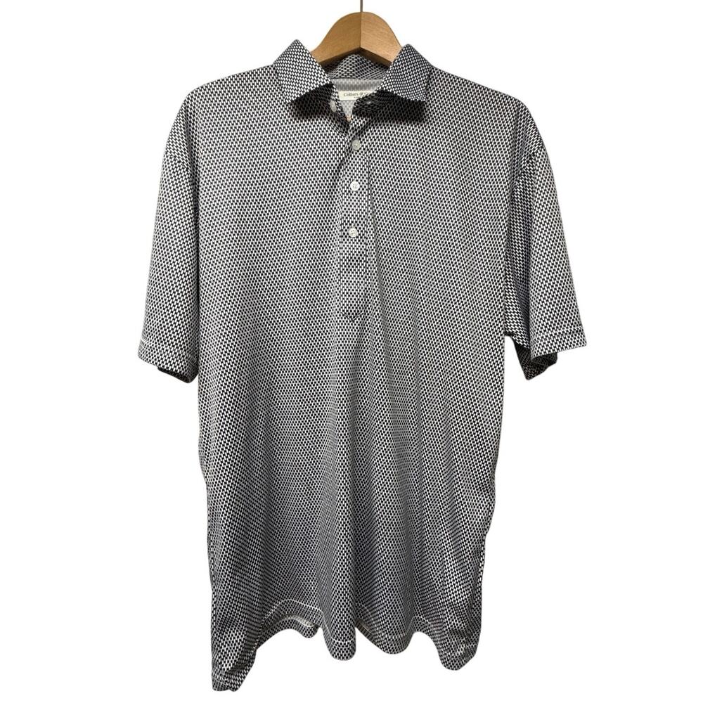 Collars & Co Shirt Mens Size XL Black White Dress Collar Polo Geometric Print